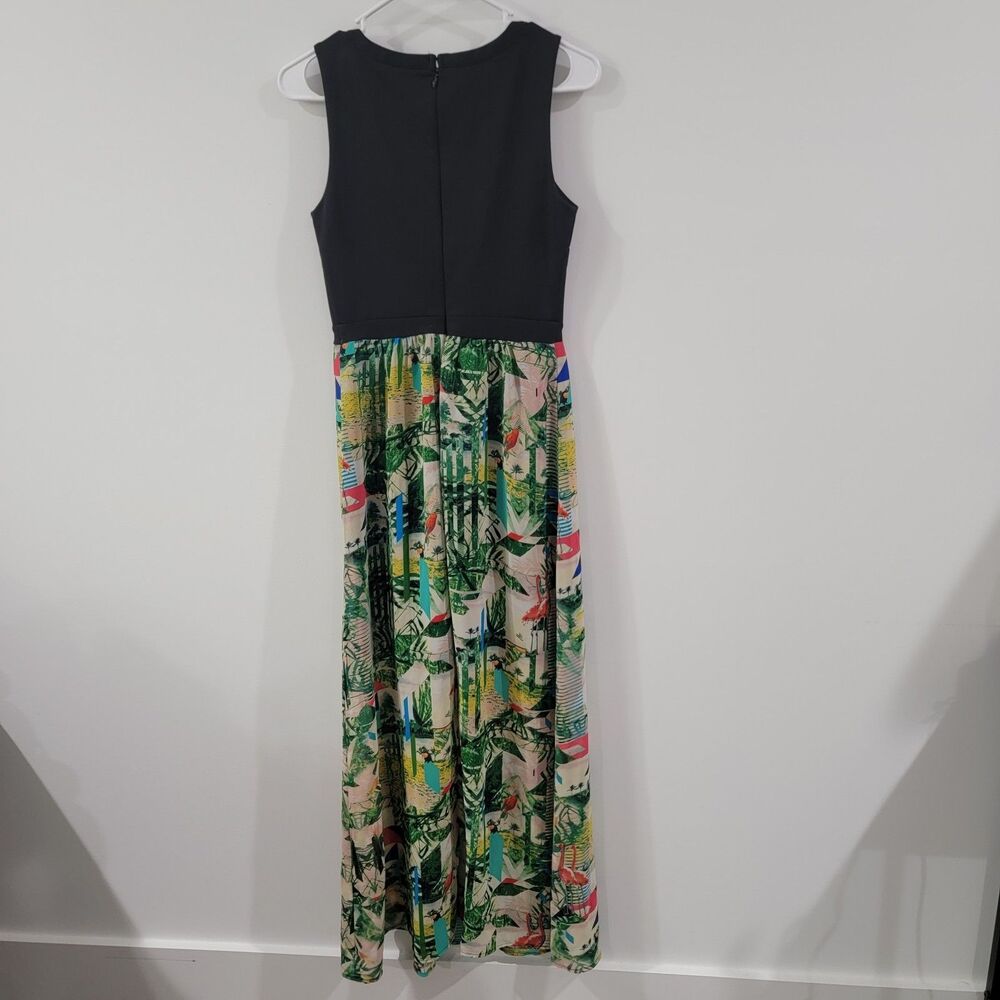 Nicole Miller Womens Maxi Dress‎ Size 2 Tropical Resort Wear Flamingo Vacation - Picture 2 of 7